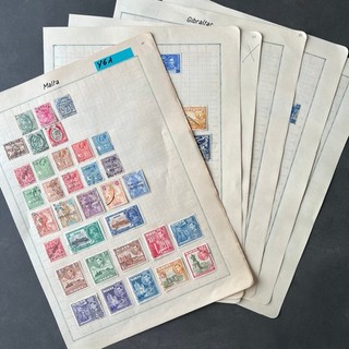 Malta Gibraltar Briefmarken Sammlung 20. Jhd. 6 Seiten y61
