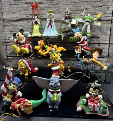 Disney Grolier Christmas Ornaments Lot of 14 Mickey Pooh Ariel Oliver Baloo READ