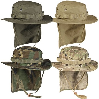 Britischer Boonie RipStop mit Nackenschutz S-3XL Dschungelhut Neckflap Hut 