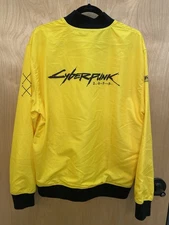RARE Cyberpunk 2077 Yellow Bomber Jacket Mens L Full Zip Game Promo Windbreaker