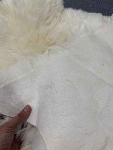 100% Natural Ivory Fur Sheep Skin Rug Luxury Throw Silky Warm Floor Mat - Picture 3 of 4