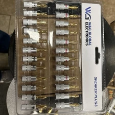 WGGE WG-3334 24k Gold Plated Banana Plugs (Open Screw Type) (12 Pairs)