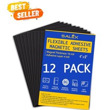 Magnetic Sheets with Adhesive Backing for Crafts, DIY 12 Pack. Strong Craft M...