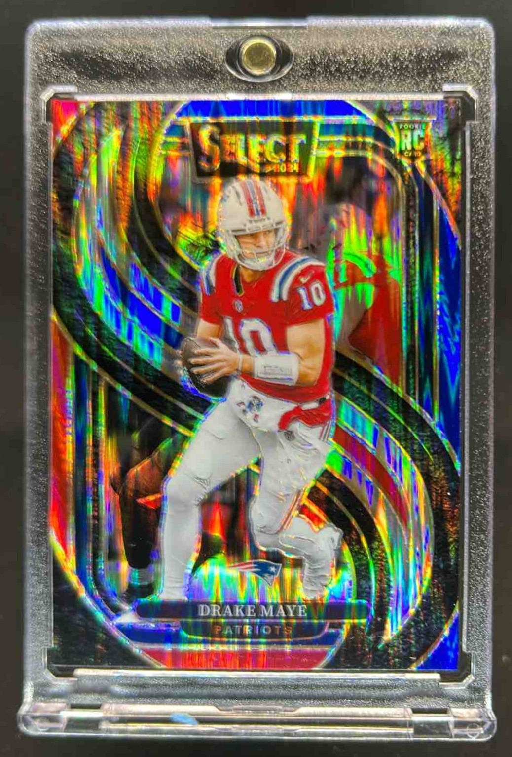 2024 Select Drake Maye Premier RC Red and Blue Prizm Shock #113 Patriots