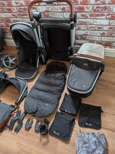 Silver Cross Travel System Pushchair Pram, Stoller Bundle Grey/Black Single
