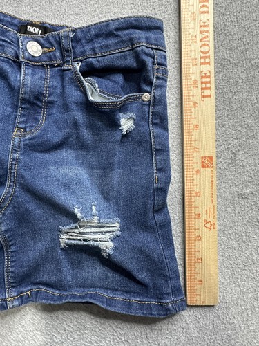 DKNY Jeans Shorts Girls 10 Blue Distressed Denim Raw Hem Casual Summer Pockets - Picture 13 of 14
