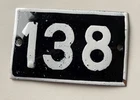 Vintage Enamel Porcelain House Number 138 Door Sign Dark Blue (almost Black)