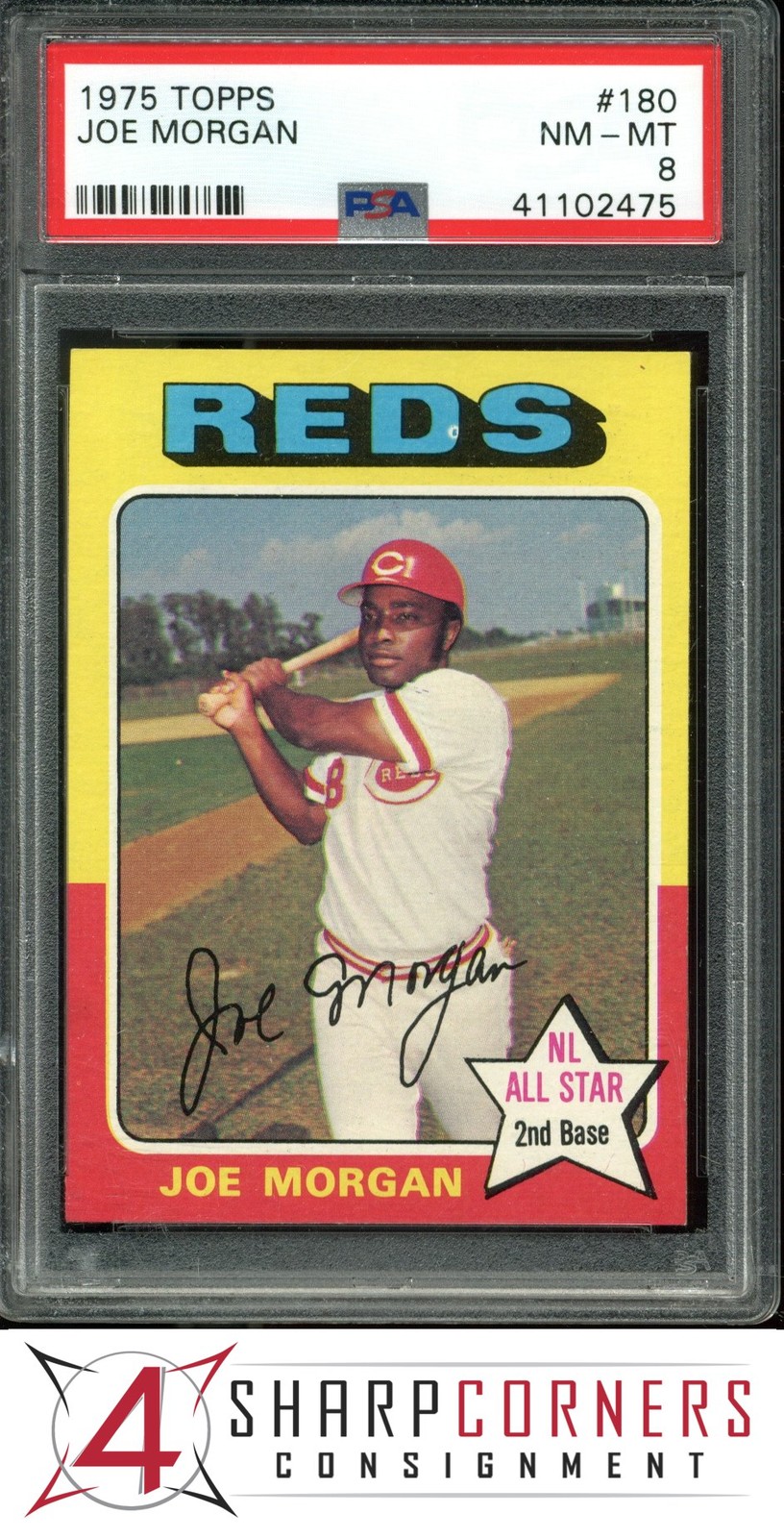 1975 TOPPS #180 JOE MORGAN REDS HOF PSA 8