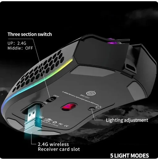 BM600 Rechargeable Gaming Mouse USB 2.4G Wireless - Image 4 of 4