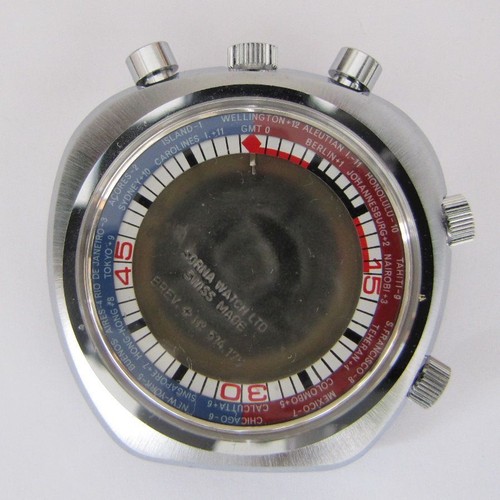 SORNA BULLHEAD WORLDTIME Chronographe Gehäuse mit Vorbau. NEW OLD STOCK swiss made