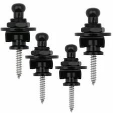 4Pcs Guitar Strap Locks Buttons Schaller Style Locking Systerm Black USAAA