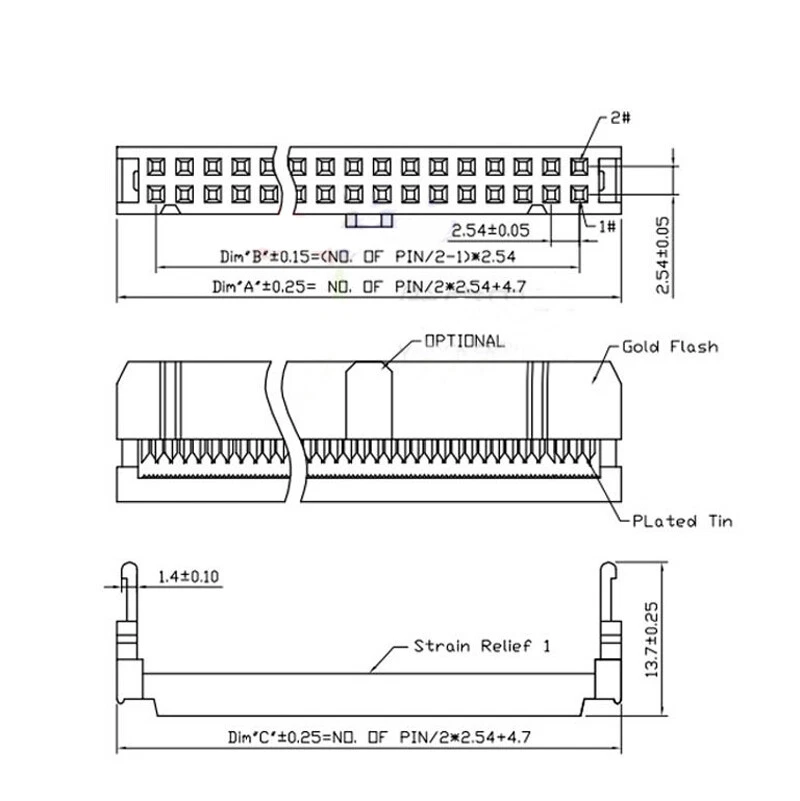 Ribbon Cable Connector IDC Socket Plug 2.54mm Pitch 6/8/10/12/14/20-50P 5~50Pin - Image 2 of 4