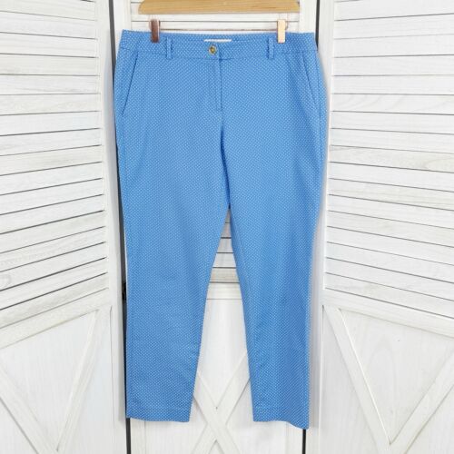 Michael Michael Kors Pants Womens 10 Blue White Polkadot Crop Chino Cotton Twill - Picture 3 of 15