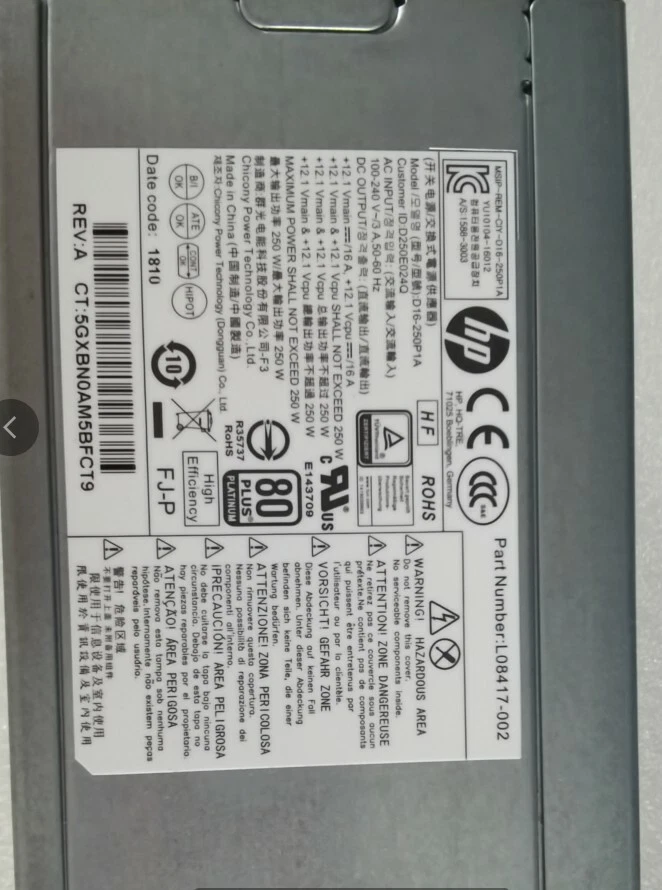 Fonte de alimentação HP Elitesk 800 G4 250W PCH022 L08417-002- - Imagem 3 de 4