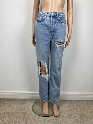 Primark Denim Co Light Blue Straight Ripped Distressed Leg High