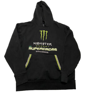 Monster Energy Sweatshirt Hoodie Sz Small Black Motocross Grunge