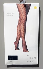 A New Day Women's S/M Black Ebony Ribbon Wrapped Pattern Fashion Footed Tights
