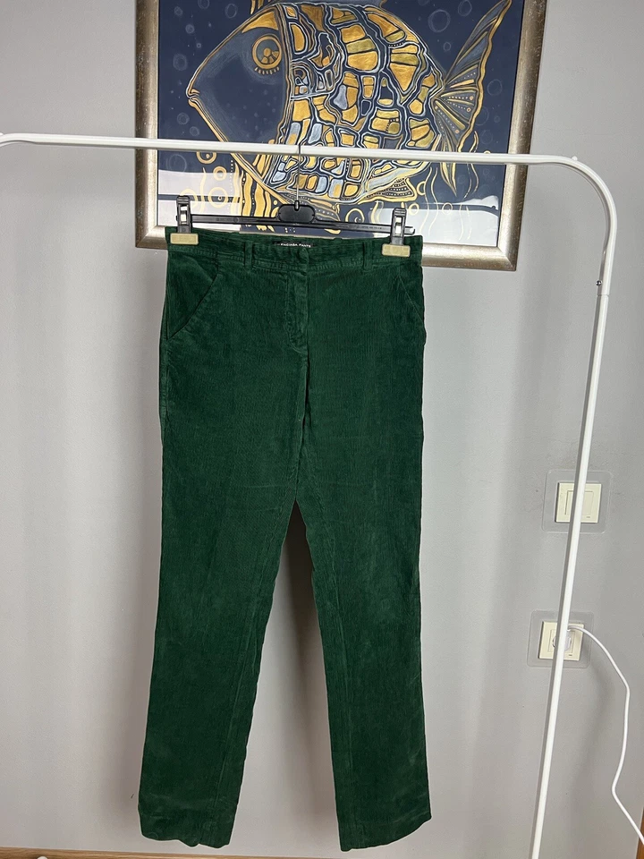 Pantalones chinos rectos de pana verde esmeralda Balenciaga para mujer talla 36 Foto 3 de 4