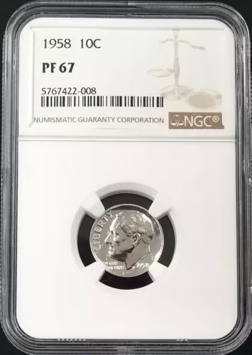 1958 Proof Roosevelt Dime graded PF 67 by NGC! 