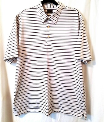 Men's Greg Norman striped short sleeved golf shirt Large***EUC