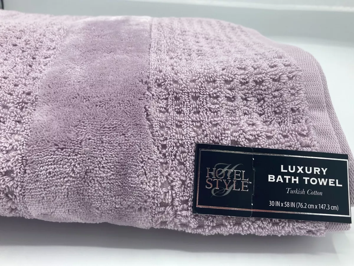 Hotel Style Luxury Textured Bath Towel Turkish Cotton - Set of 2 - Lavender