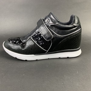 black sequin wedge sneakers