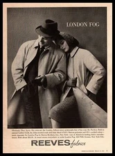 1961 London Fog Reeves Fabrics Calibre Cloth Raincoats For Men & Women Print Ad
