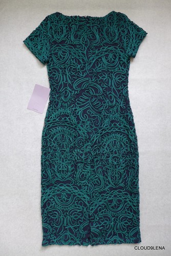 NWT JS COLLECTIONS Embroidered Mesh Soutache Midi Dress Size 2 Burgundy or Green - Picture 12 of 37