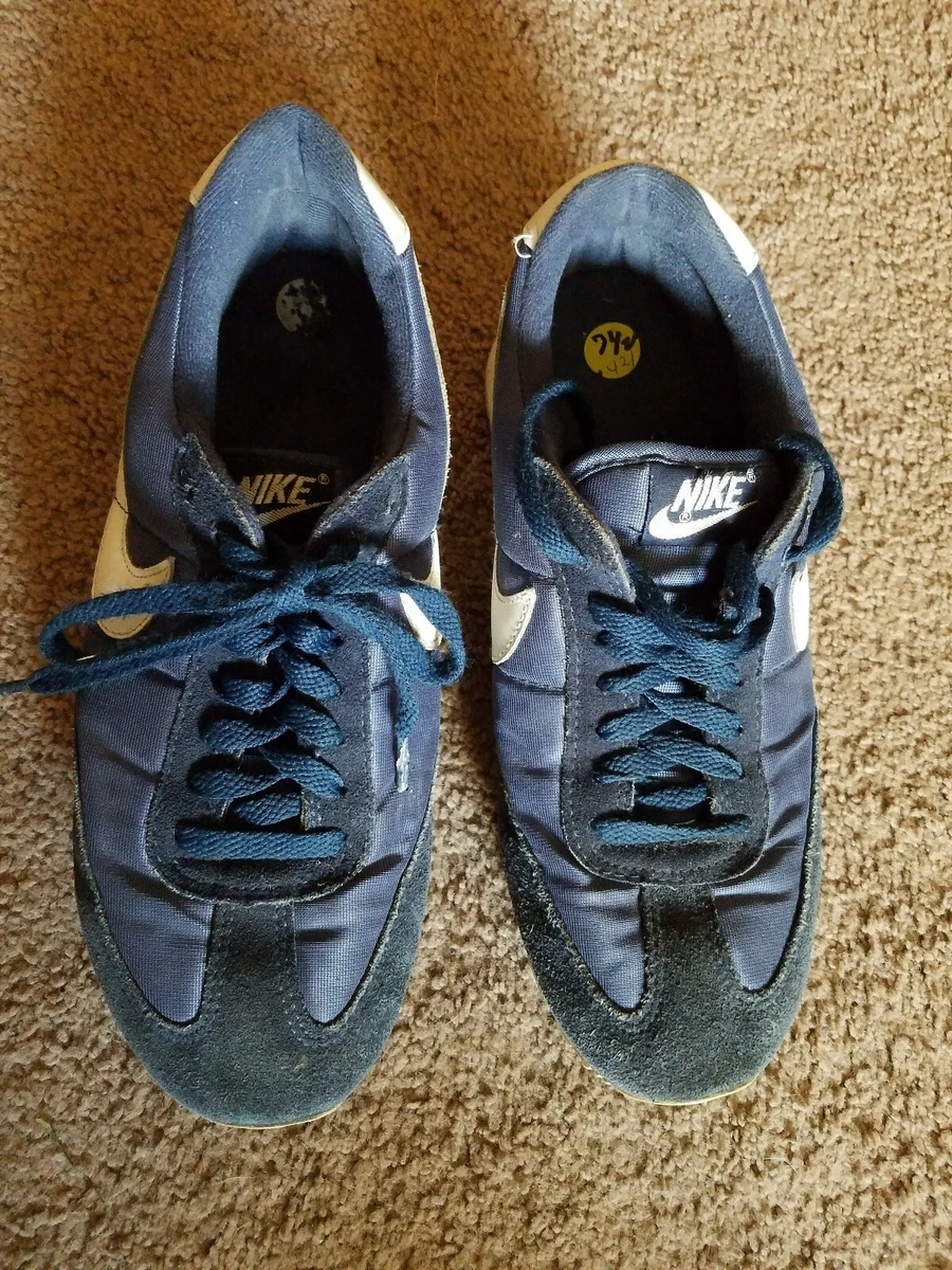 Vintage Nike Sneakers Sports Shoes Suede Nylon Blue White 1980s