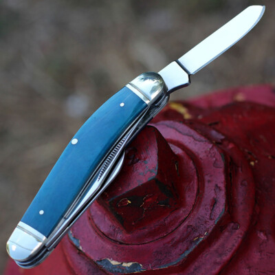 CSFLGSTKMB Cold Steel Gentlemen's Stockman 8Cr13MoV 3 Blades Blue Bone Handles  