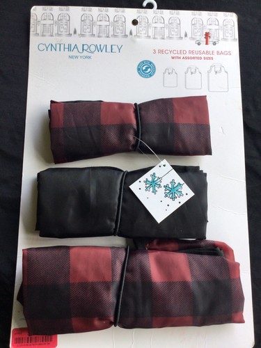 CYNTHIA ROWLEY HEART REUSABLE BAGS Set Of 3 Recycled Material NEW - Picture 3 of 18