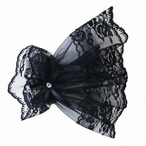 Black Lace Wrist Cuffs - Halloween Gothic Bracelets Bowknot Fingerless Gloves - Picture 4 of 31