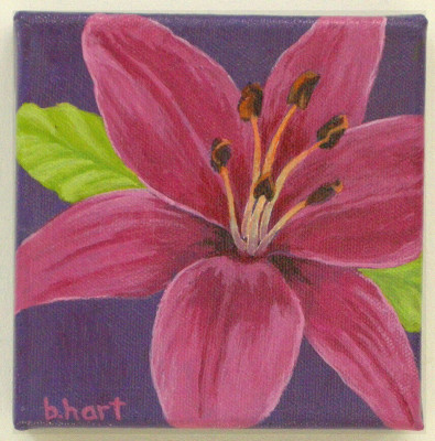 Original Acrylic Painting Of Pink Daylily-Flower-Still Life-Realism-Floral Art