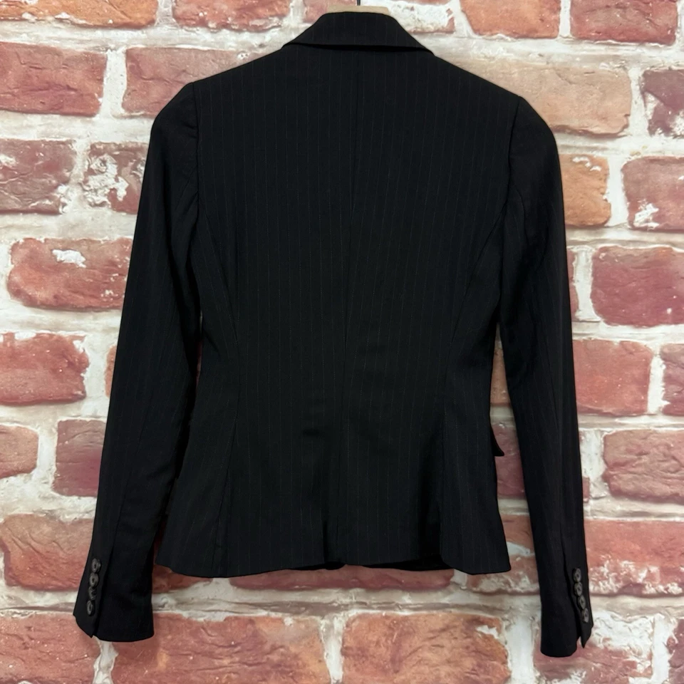 Elie Tahari Jacket Womens XXS Petite Black Blue Pinstriped Career Work Blazer - Image 4 of 4