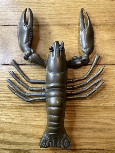Vintage Brass Lobster Figurine Paper Weight Nautical Ocean Lake Decor 7.5" long
