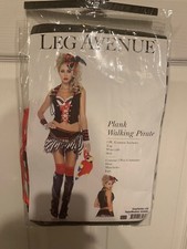 New Leg Avenue Plank Walking Pirate Costume Adult Size L Top Skirt Wrist Cuffs