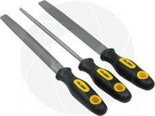 3pcs Carbon Steel Rasp File Set Grinder Half Round Flat Metal Work Rubber Handle