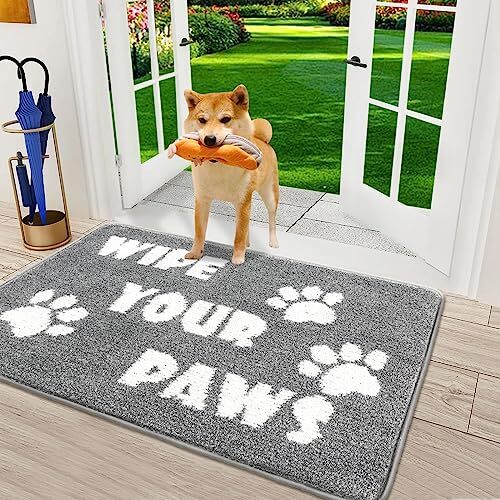 Dog Door Mat for Muddy Paws Non-Slip Washable Mat Door Entry Mud