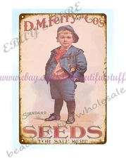 cottage farm plaque engraving D. M. Ferry Co. Standard Seed metal tin sign