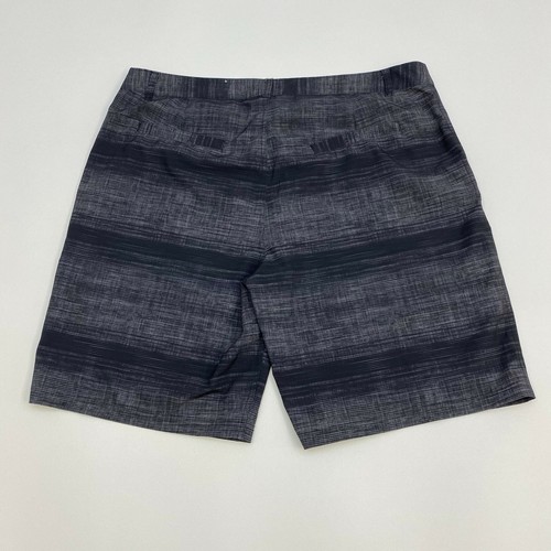 Paradise Collection Swim Trunks Mens 40 Gray Black Stretch Striped Slash Pockets - Picture 3 of 6