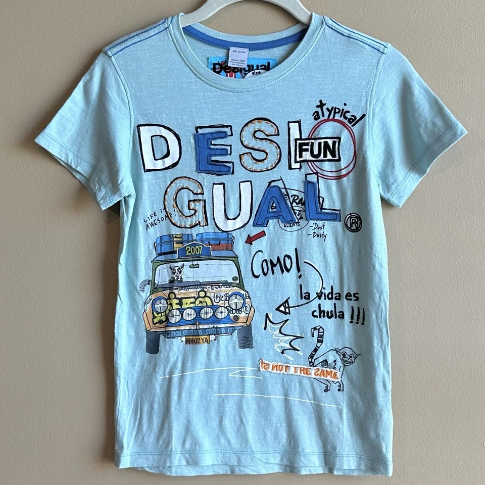 Camiseta Desigual Niños Azul Manga Corta Gráfico Coche Mono Talla 9-10 Foto 2 de 4