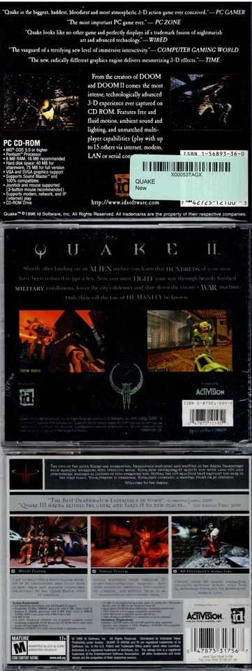 Quake & Quake II & Quake III Arena Pc ALL Brand New Sealed Full Versions Shooter - Image 2 of 2
