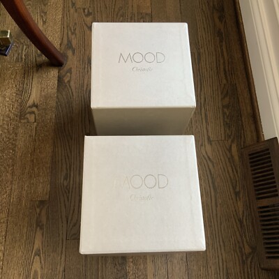 Christofle Mood  Silver Egg Boxes & Dust Bags   Set Of 2  9.25  Sq. X H 13.5 
