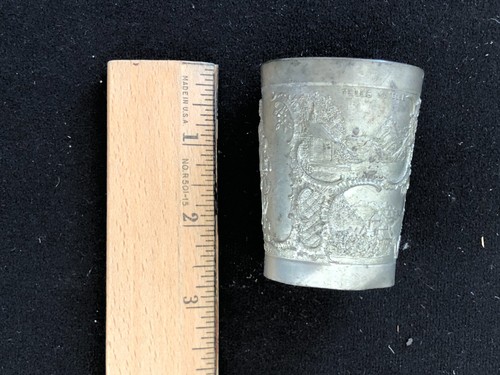 VTG Silver tone metal shot glass/container, Wilhem Tell Kapelle, Lowe Von Luzern - Picture 2 of 8