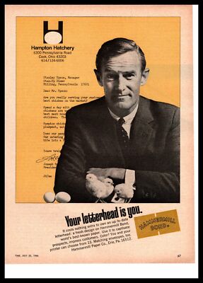 1966 Hammermill Bond Paper Erie PA Letterhead Hampton Hatchery Cook OH Print Ad
