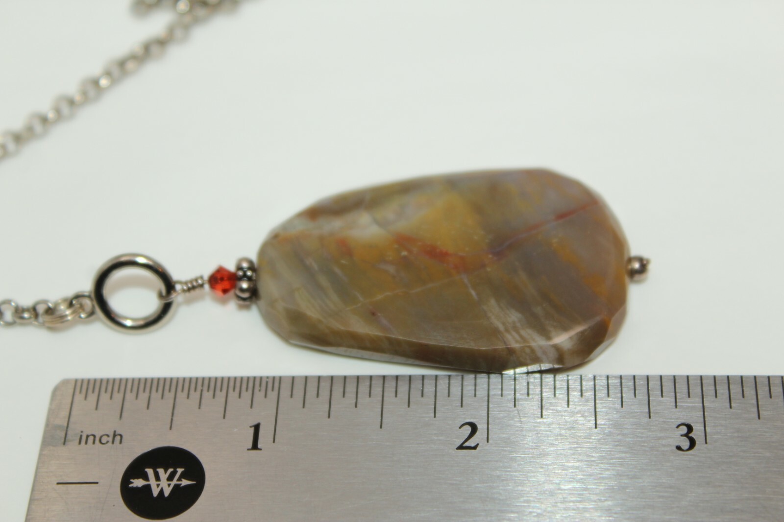 Gorgeous Silvertone Front Toggle Clasp Brown Gems… - image 6