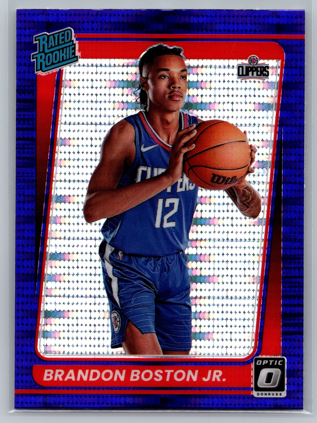 2021-22 Donruss Optic #189 Brandon Boston Jr. Target Purple Pulsar Clippers