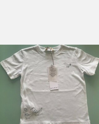 MARNI Adorable Designer S/S Girls/ Boys White T-shirt Birds Sz 6 Italy BNWT