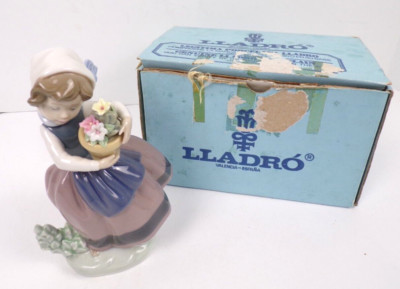 Vtg 1983 Retired Lladro #5223 Spring is Here Girl Flowers Pot