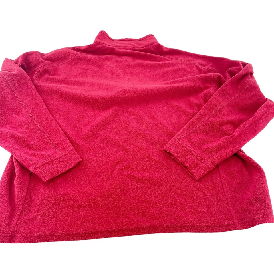 Vtg LL Bean Fleece Men XXL Pullover 1/4 Zip Red Outdoor Sweater Cabin